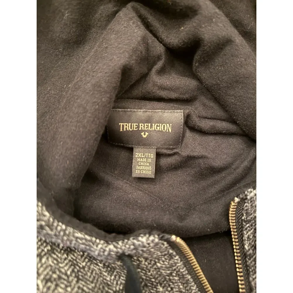 True Religion Men’s Gray Full Zip Hoodie Size 2XL
